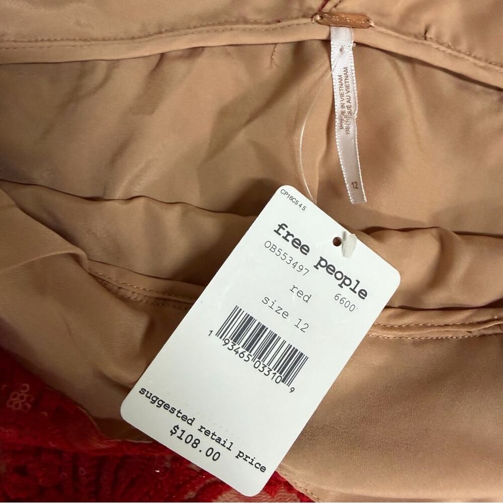 NEW Free People Night Shimmers Mini Dress Red Size 12 - Picture 9 of 11